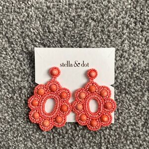 Stella & Dot Coral Beaded Earrings